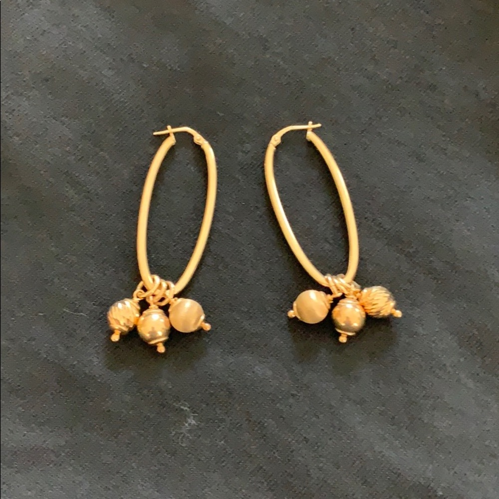 Sterling silver golden tone dangle charm earrings